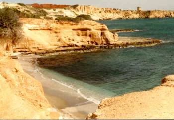 Ibizan beach reached by water taxi